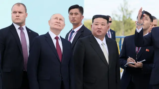 Vladimir Putin shows Kim Jong Un around the Vostochny Cosmodrome