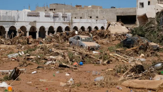 A view shows damaged cars, after a powerful storm and heavy rainfall hit Libya, in Derna, Libya September 13, 2023