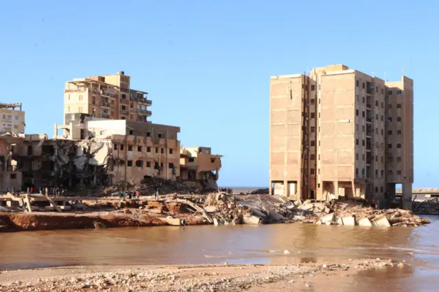 A view of devastation in disaster zones after the floods caused by the Storm Daniel ravaged the region in Derna, Libya on September 12, 2023.