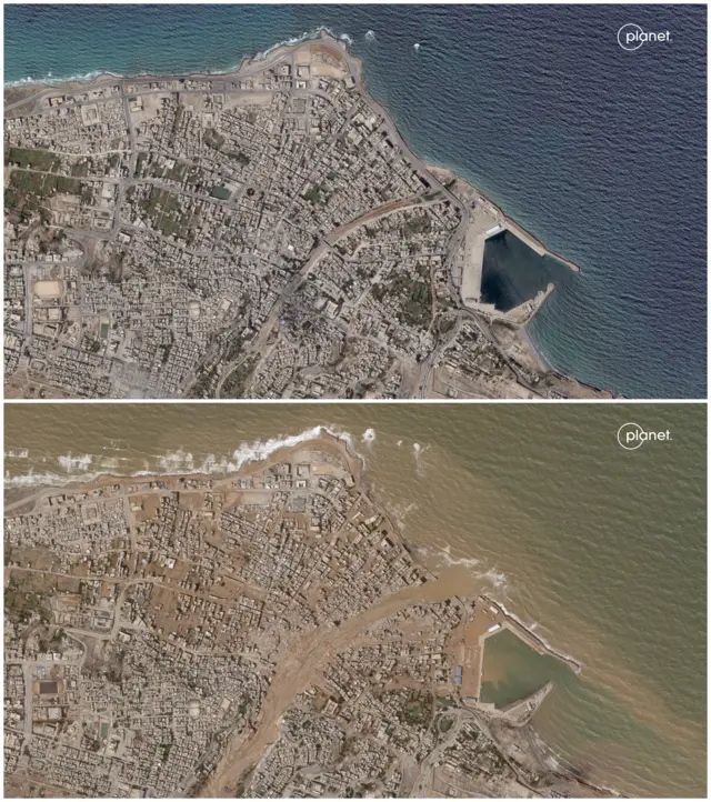 Image showing the before and after of the flood