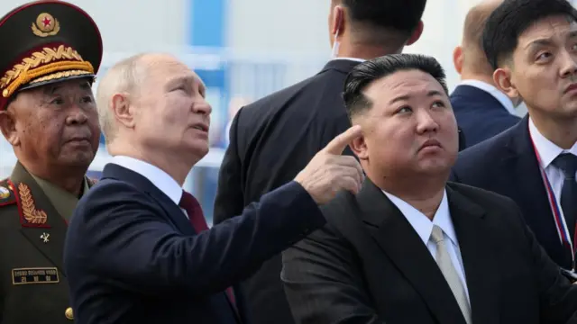 Vladimir Putin and Kim Jong Un at Vostochny Cosmodrome