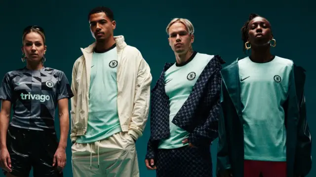 Chelsea players pose in third kit