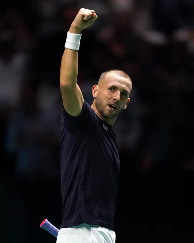 Dan Evans celebrates