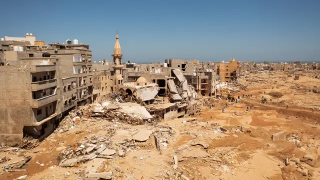 Aerial view of Derna city, in the aftermath of the floods in Libya