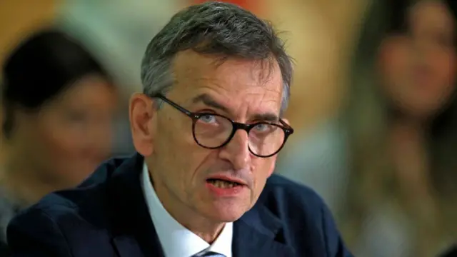 Volker Perthes, UN Special Representative to Sudan and head of the United Nations Integrated Transition Assistance Mission in Sudan (UNITMAS), speaks during a meeting of representatives of the tripartite mechanism in the Sudanese capital Khartoum on June 8, 2022.