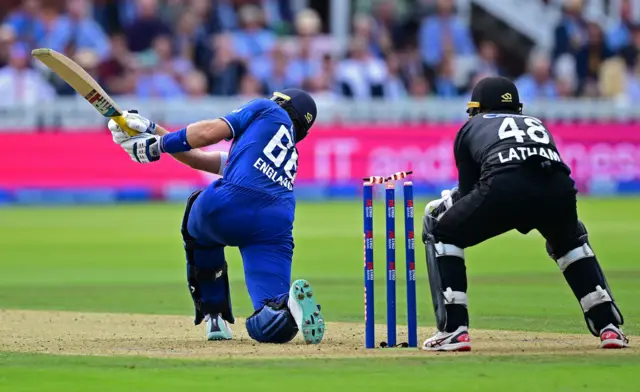 Joe Root is bowled by Rachin Ravindra