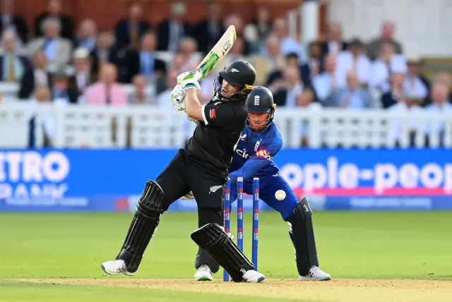 Tom Latham is bowled by Moeen Ali