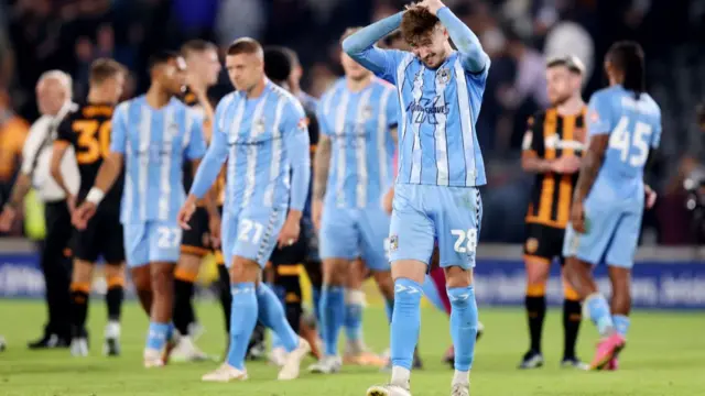 Coventry football players after drawing at Hull