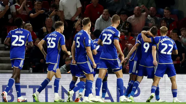 Leicester celebrate against Southampton