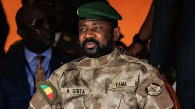 Malis interim leader and head of Junta, Colonel Assimi Goïta looks on, in Bamako, Mali, on September 22, 2022