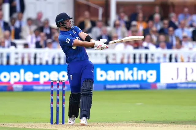 England's Liam Livingstone batting during the fourth Metro Bank One Day International match at Lord's, London.