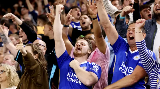 Leicester fans celebrate at Southampton