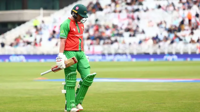 Leicestershire captain Lewis Hill walks off dejected