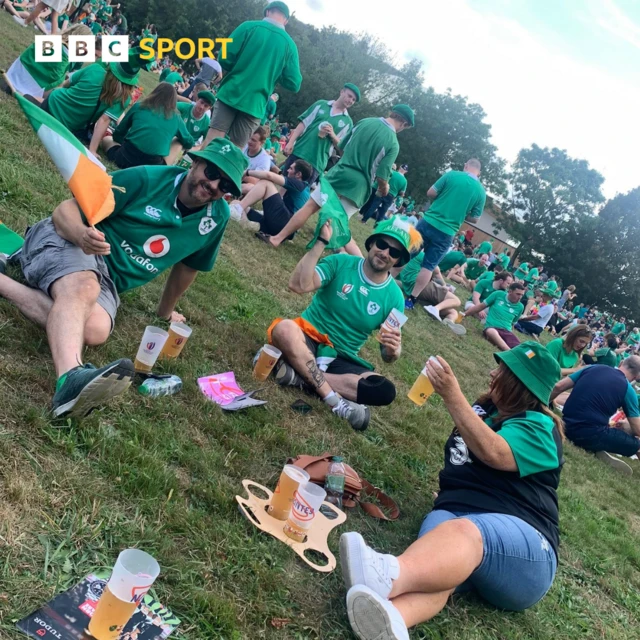 Irish fans in the fan zone at the Stade de la Beaujoire, Nantes