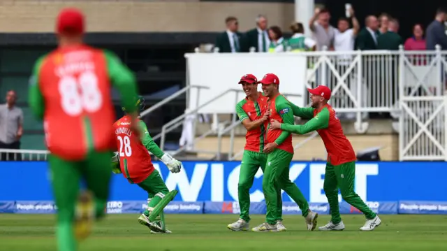 Leicestershire celebrate wicket