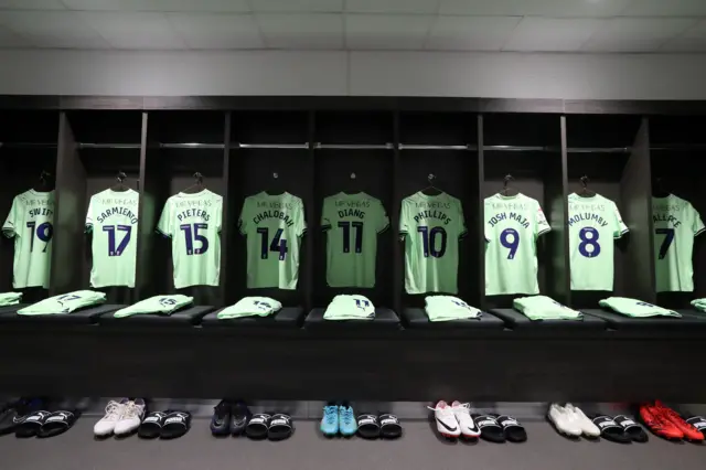 West Bromwich Albion shirts hang in the dressing room at Ashton Gate