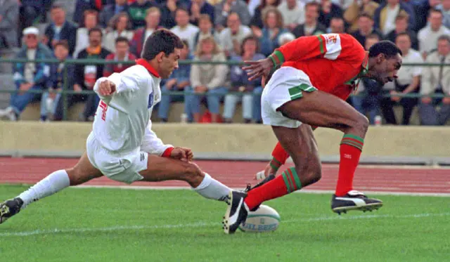 Nigel Walker scoring against Portugal