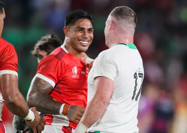 Fekitoa and Kilcoyne catch up after the game