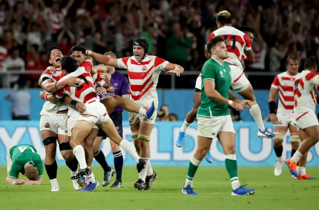 Japan celebrate beating Ireland