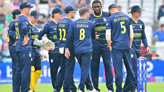 Hampshire celebrate taking wicket