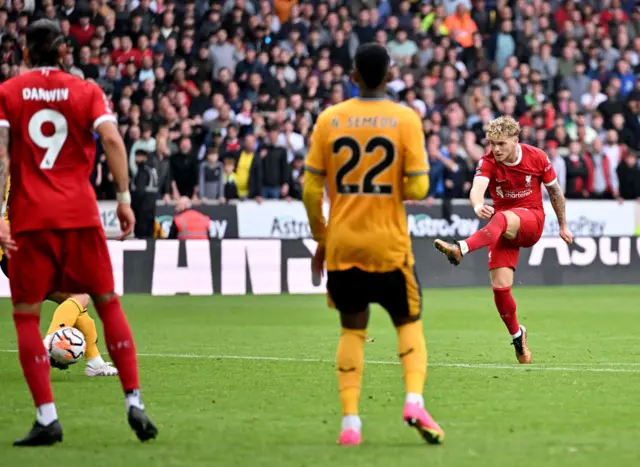 Harvey Elliott's shot deflects in of Hugo Beuno