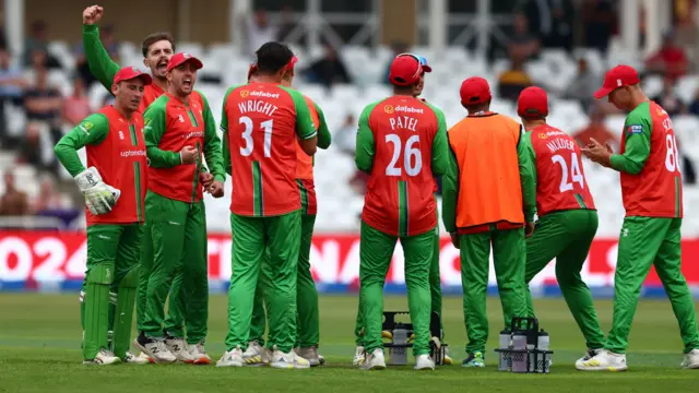 Leicestershire celebrate wicket