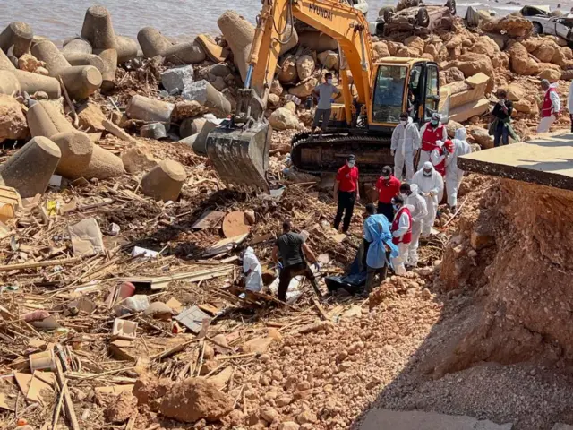 Rescue teams searching for bodies in Derna