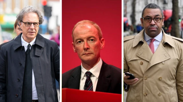 Molly Russell’s father Ian Russell; Labour’s Pat McFadden and Foreign Secretary James Cleverly