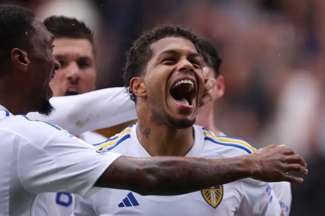 Leeds celebrate their second win of the season