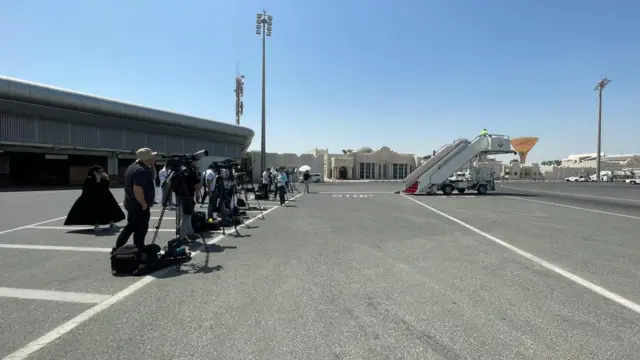 Media waiting at Doha International Aiport