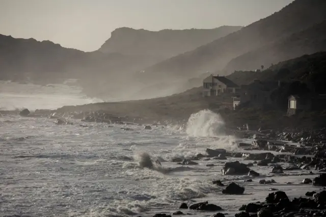 Spring high tide in South Africa's Western Cape province.