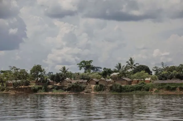 A general view of villages on the bank of the Congo River some kilometers from the city of Kisangani, in the Tshopo province of northeastern Democratic Republic of the Congo, August 31, 2022