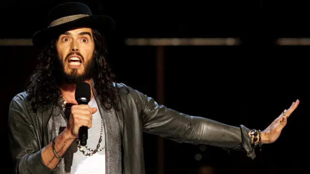 Russell Brand speaks during the taping of the Spike TV special tribute "Eddie Murphy: One Night Only"