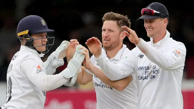 Liam Dawson takes a wicket