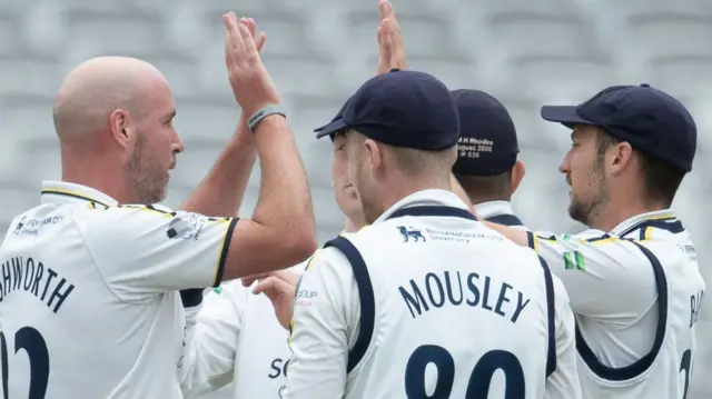 Chris Rushworth takes a wicket