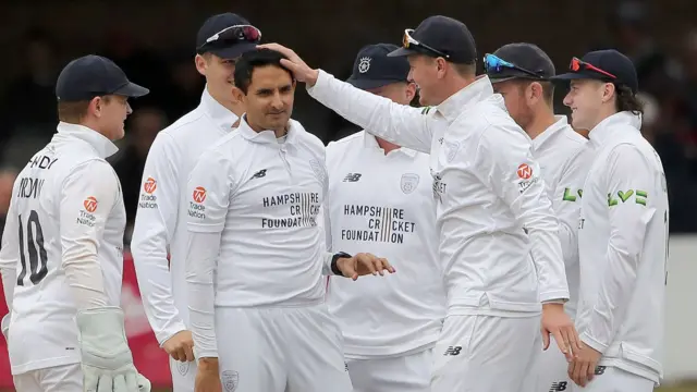 Mohammad Abbas takes a wicket