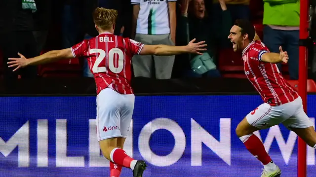 Bristol City celebrate against Plymouth