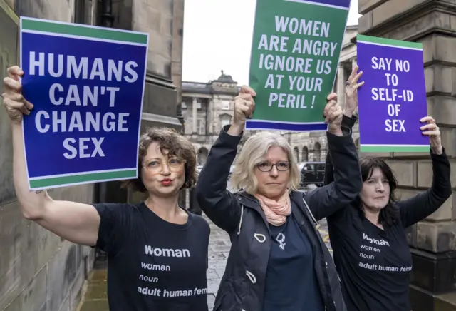 Members of the Scottish Feminist Network outside the Court of Session, Edinburgh