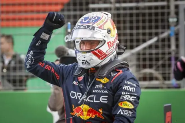 Max Verstappen celebrates winning the Dutch Grand Prix