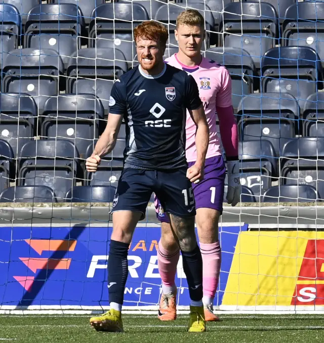 Simon Murray celebrates after scoring for Ross County against Kilmarnock