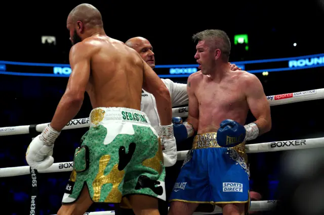 Referee stops the fight between Liam Smith and Chris Eubank Jr