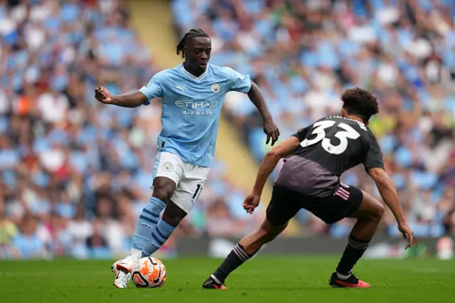 Jeremy Doku on the ball for Manchester City