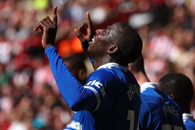 Abdoulaye Doucoure of Everton celebrates after scoring