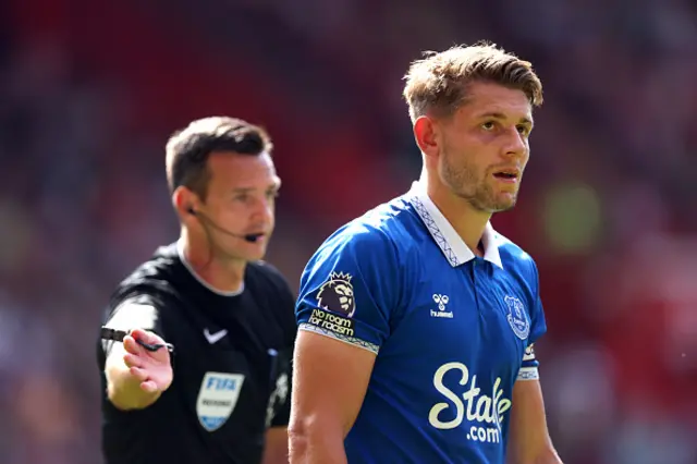 James Tarkowski of Everton leaves the pitch