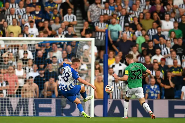 Evan Ferguson of Brighton & Hove Albion scores the team's second goal