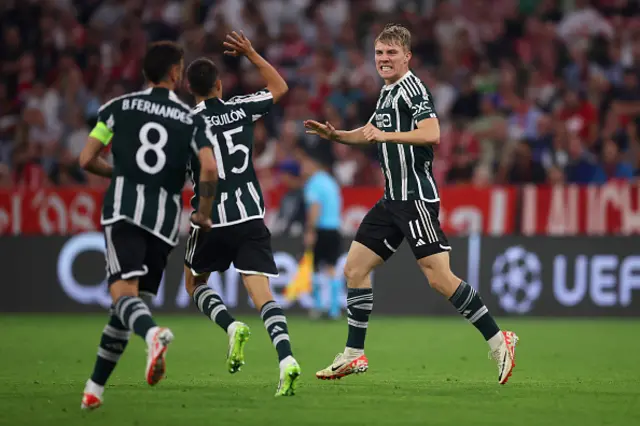 Rasmus Hojlund of Manchester United celebrates after scoring