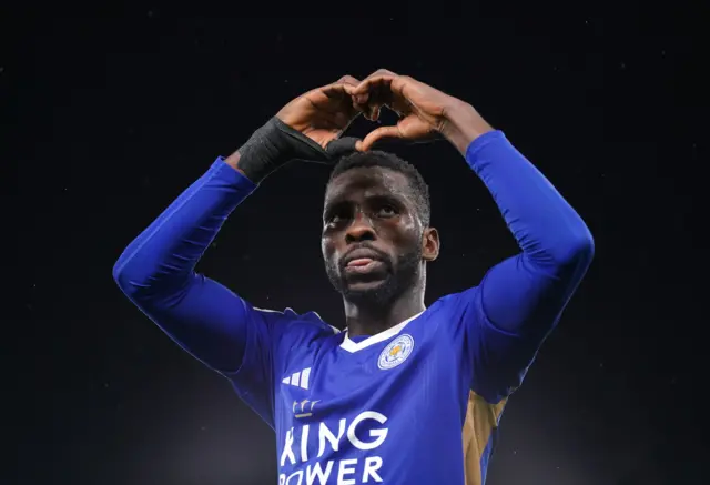 Kelechi Iheanacho celebrates for Leicester City