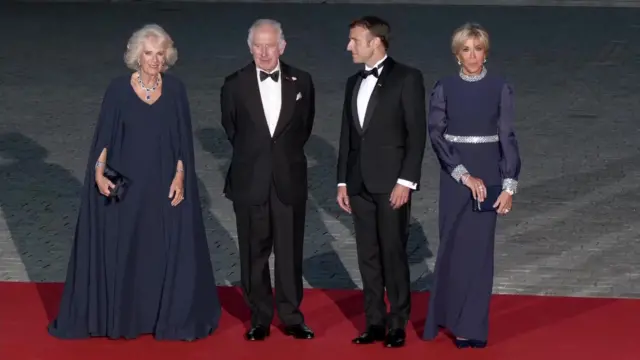 King Charles and Queen Camilla with Emmanuel Macron and his wife Brigitte