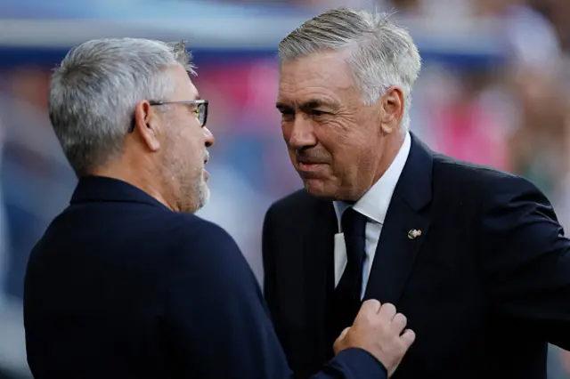 Union Berlin's Swiss coach Urs Fischer and Real Madrid's Italian coach Carlo Ancelotti