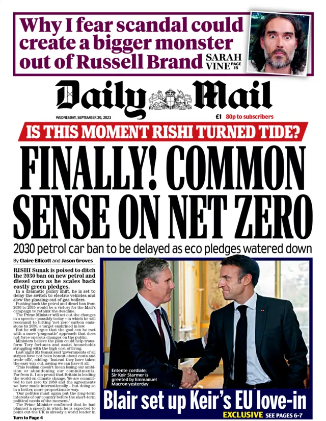 An image of the front page of the Daily Mail